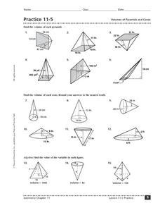 Surface Area of Pyramids and Cones: Answer Key